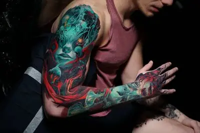 Surrealism tattoo by Alexander Kuzmin at Requiem Tattoo Shropshire, freshly finished work, portfolio piece 7