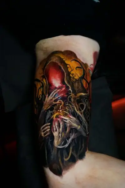 Surrealism tattoo by Alexander Kuzmin at Requiem Tattoo Shropshire, freshly finished work, portfolio piece 8