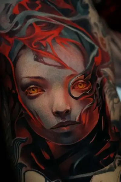 Surrealism tattoo by Alexander Kuzmin at Requiem Tattoo Shropshire, freshly finished work, portfolio piece 11