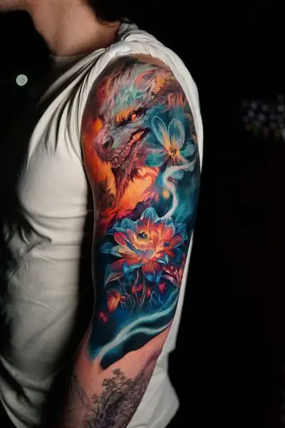 Surrealism tattoo by Alexander Kuzmin at Requiem Tattoo Shropshire, freshly finished work, portfolio piece 12
