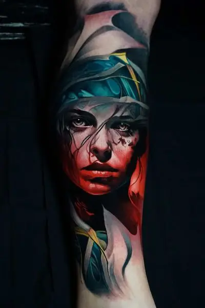 Surrealism tattoo by Alexander Kuzmin at Requiem Tattoo Shropshire, freshly finished work, portfolio piece 14