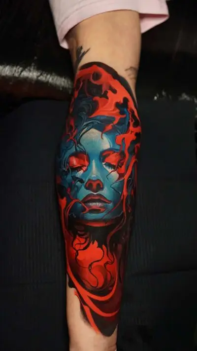 Surrealism tattoo by Alexander Kuzmin at Requiem Tattoo Shropshire, freshly finished work, portfolio piece 16