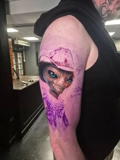 Fine line and neo-traditional colour tattoo by Kim at Requiem Tattoo Shropshire, portfolio piece 12