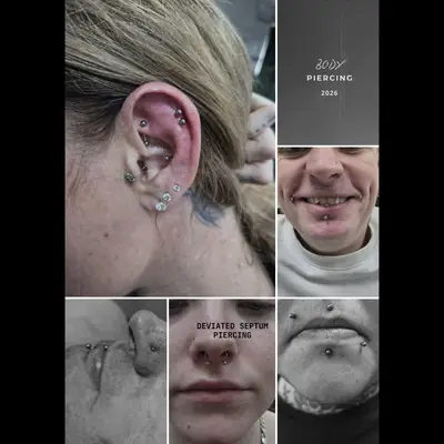 Piercing with implant-grade jewellery by The Needle Stack at Requiem Tattoo Shropshire, portfolio image 8